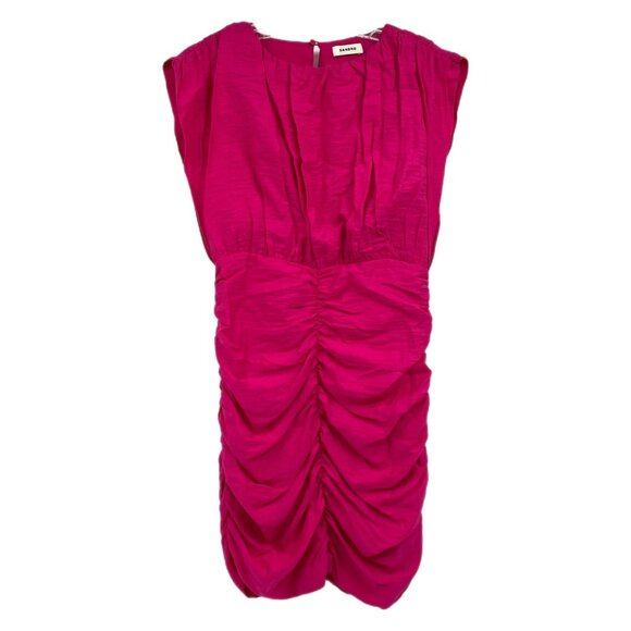 Sandro Pink Ruched Mini Dress | Women’s Size L - Picture 1 of 9